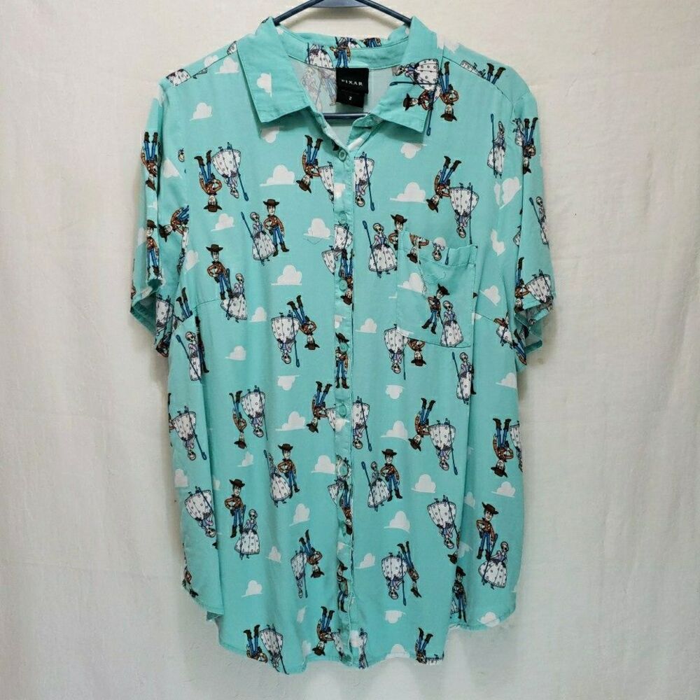 Torrid Disney Pixar Toy Story Woody Bo Peep Button Down Shirt Size 2 Mint Cloud